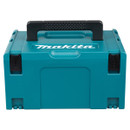 Makita hard plastic tool case in teal with a black carry handle and front locking clips.
