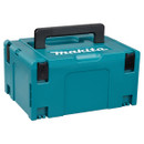 Makita hard plastic tool case in teal with a black carry handle and compact storage design.