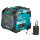 Makita Bluetooth jobsite speaker with power adapter connected.