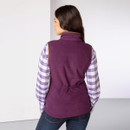 Back view of the berry fleece gilet showing adjustable waist drawcord detail.
