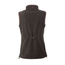 Back view of the khaki fleece gilet showing shaped fit and drawcord waist.