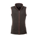 Front view of the khaki fleece gilet with full zip and two side pockets.