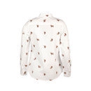 Product-only back view of the printed shirt highlighting the all-over pattern and curved hem.