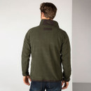 Back view of the fleece pullover showing the fit and panel detail across the shoulders.