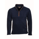 Front flat lay of the navy overhead fleece highlighting the half-zip fastening, high collar and zip side pockets.