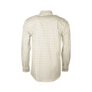 Rear view of the checked shirt showing the back yoke, full-length sleeves and classic tailored fit.