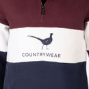 Close-up of the chest detailing, featuring the embroidered pheasant logo and “Countrywear” text on the cream panel.