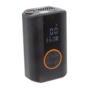 Rolson handheld digital air compressor tyre inflator with illuminated PSI screen and control buttons, compact portable pump with top air outlet, rechargeable design for car, bike, and inflatables.