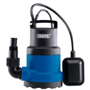 Draper submersible water pump with float switch and hose connector, isolated on a white background