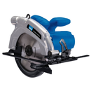 Draper Storm Force circular saw with adjustable base plate and blade guard, isolated on a white background, handheld woodworking power tool.