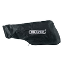 Draper branded dust collection bag for power sander, black fabric accessory with zip fastening, isolated on a white background.