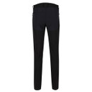 Front view of black hiking trousers with slim fit, durable fabric and multiple secure zip pockets