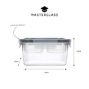 MasterClass food storage container with labelled dimensions and 800 ml capacity, showing height and width measurements.