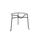 Black metal stand with circular top ring and three legs for a drinks dispenser.