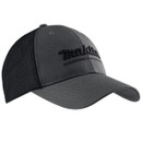 Grey and black Makita trucker cap with embroidered logo and mesh back on a plain background