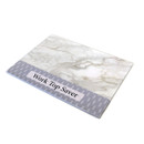 Angled view of the marble-effect worktop saver showing full surface and front label.
