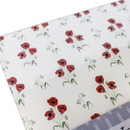 Detailed close-up of the poppy floral design on the worktop saver surface.