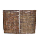 Pair of natural willow woven garden screening panels with rectangular framed construction