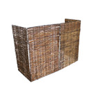 Three connected willow screening panels with rustic woven twig design and metal support frame