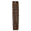 Narrow folded willow lattice trellis panel tied with twine, showing expandable wooden framework design