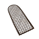 Angled view of arched willow lattice trellis panel for garden walls, plant support and decorative screening