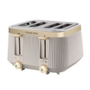 Cream Russell Hobbs Bronte 4-slice toaster with ribbed sides and gold-tone accents.