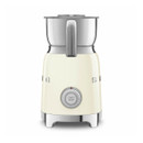 Rear view of the cream SMEG multi milk frother showing the stainless steel jug, handle and start/stop control on the base.