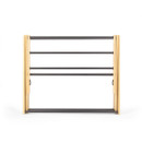 Front view of the Beldray 4-tier bamboo clothes airer partially folded, highlighting the tiered drying rail arrangement.