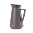 Angled side view of the Salter Malmo kettle in brown, showcasing the water level window, ergonomic handle and wood-effect accents.