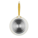 Underside view of the Salter Aeotech frying pan showing the stainless steel induction base for efficient and even heat distribution.