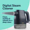 Beldray digital steam cleaner with fast-heating technology for chemical-free cleaning and sanitising around the home.