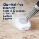 Beldray digital steam cleaner sanitising a floor surface with chemical-free steam to help eliminate bacteria and germs.