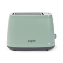 Progress Neutrals 2-slice toaster in sage green with a compact design and modern matte finish.