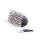 Underside view of the Beldray Scrape and Scrub brush showing dense scrubbing bristles and removable detail brush.