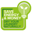 Save Energy & Money Dry Your Laundry Naturally promotional graphic highlighting eco-friendly clothes drying.