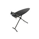 Brabantia Steam & Iron Board in Denim Black with an iron resting on the board, shown on a light grey background.