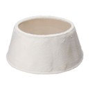 White faux fur Christmas tree collar with a soft plush finish, designed to conceal tree stands and add a cosy, elegant touch to festive home décor.