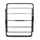 Top view of a black folding laundry drying rack showing the drying bars and integrated carry handle.