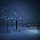 Set of illuminated wireframe reindeer and sleigh Christmas decorations with multicolour LED lights, perfect for creating a festive outdoor display.
