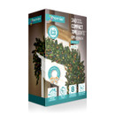 Product packaging for Premier 240 Battery Operated Compact Timelights, featuring 240 multi-coloured LED lights on a 6-metre green cable with timer, memory functions and indoor/outdoor use, ideal for Christmas trees, wreaths and garlands.