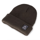 Rib knit beanie featuring a chunky turn-up cuff and premium Aubrion rubber logo badge in a timeless khaki colourway.