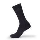 Durable winter sports socks featuring a supportive ribbed cuff, reinforced heel and toe, and a classic charcoal finish.