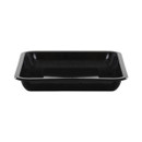 Front view of the black enamel roasting tray with deep sides for roasting, baking and cooking family meals.
