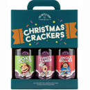 Christmas Crackers Ale Gift Set with three festive beer bottles in a novelty gift box, perfect for Christmas gifting and celebrations.
