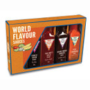 Cottage Delight World Flavour Sauces Gift Set with Chinese Hoisin, Thai Sweet Chilli, Hickory Smoked Barbecue and Fiery Caribbean sauces for marinades, dipping and grilling.