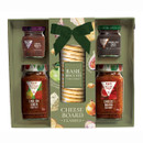 Cottage Delight Cheeseboard Classics gift set with basil biscuits, English cider chutney, cheese board chutney, caramelised onion chutney and cheese maker's pickle for cheese lovers.