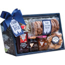 Cottage Delight Time for Tea gift hamper with original strawberry jam, orange marmalade, apricot jam, triple chocolate biscuits and clotted cream fudge, beautifully presented in a wooden-style gift tray for afternoon tea and Christmas gifting.