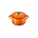 Le Creuset Volcanic stoneware mini round casserole dish with lid, shown at a three-quarter angle on a white background.