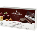 Anthon Berg Cherry in Rum Chocolate Covered Marzipan with rich cherry and rum filling, coated in premium dark chocolate, 8-piece luxury confectionery gift box.