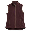 Front view of the Barbour women's burgundy fleece gilet with a full zip fastening, stand collar and zipped side pockets.